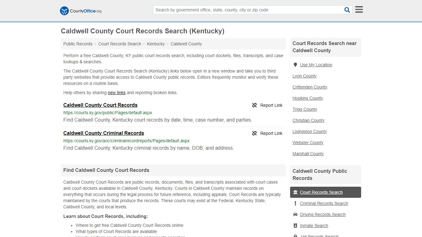 Caldwell County Court Records Search (Kentucky) - County Office